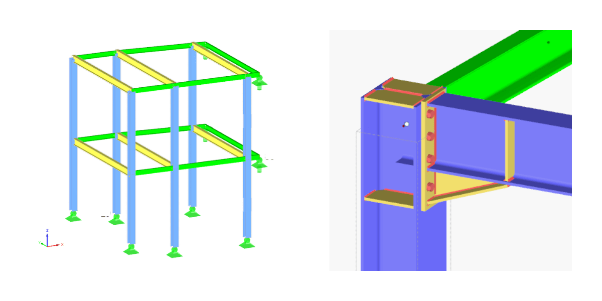 Vue 3D d'une structure métallique dimensionnée par Parabole concept bureau d'etudes structure a Vernon
